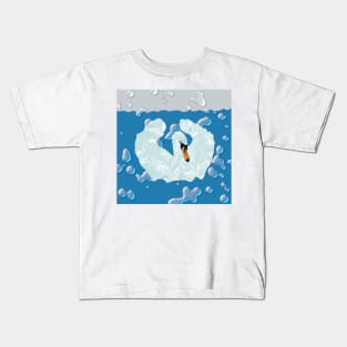 Marbled Paper Swan Kids T-Shirt